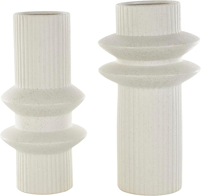 Deco 79 Ceramic Abstract Decorative Vase Ribbed Centerpiece Vases with Speckled Texturing, Set of... | Amazon (US)