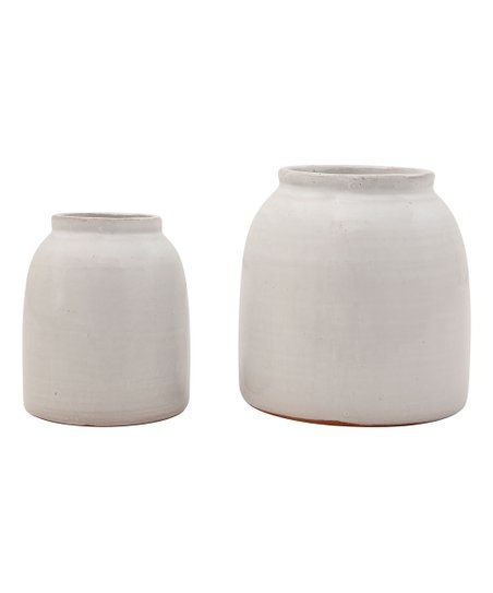 White Terracotta Vase - Set of Two | Zulily
