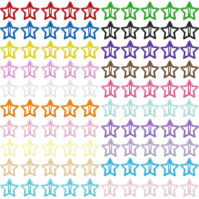 Star Hair Clips Multiple Colors Snap Hair Barrettes Non Slip Star Hair Accessories Metal Hair Cli... | Amazon (US)