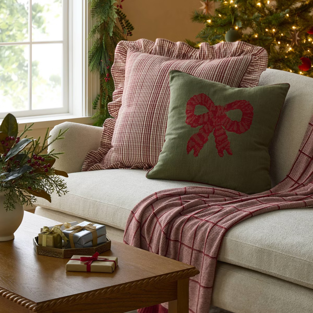 24"x24" Uneven Plaid with Ruffle Pillow - Threshold™ designed with Studio McGee | Target