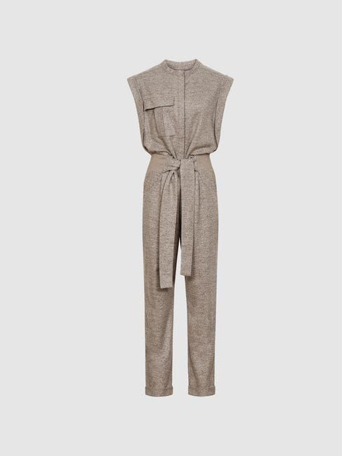 Textured Wool Blend Jumpsuit | Reiss US