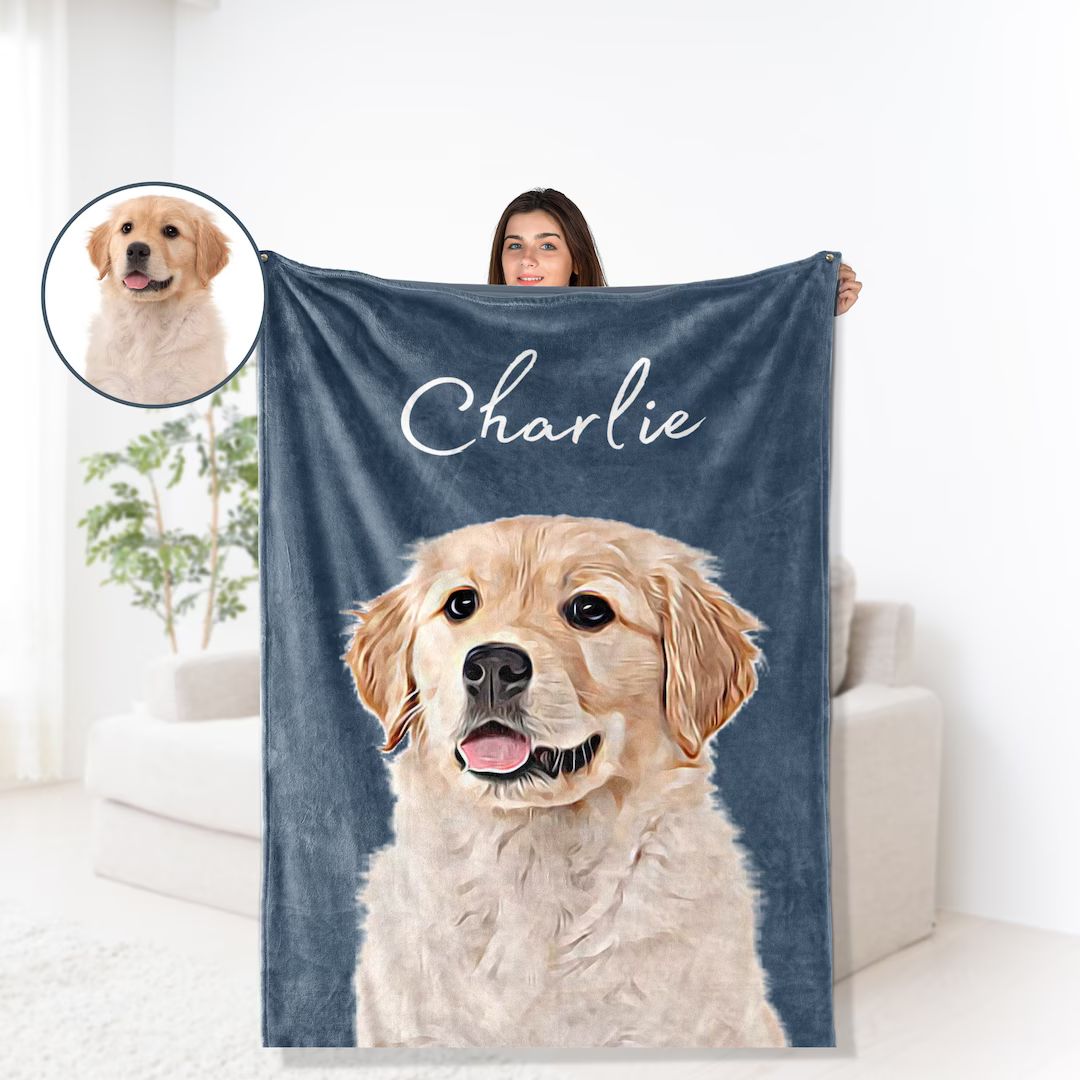 Custom Pet Blanket Using Pet Photo Name Custom Dog Blanket - Etsy | Etsy (US)