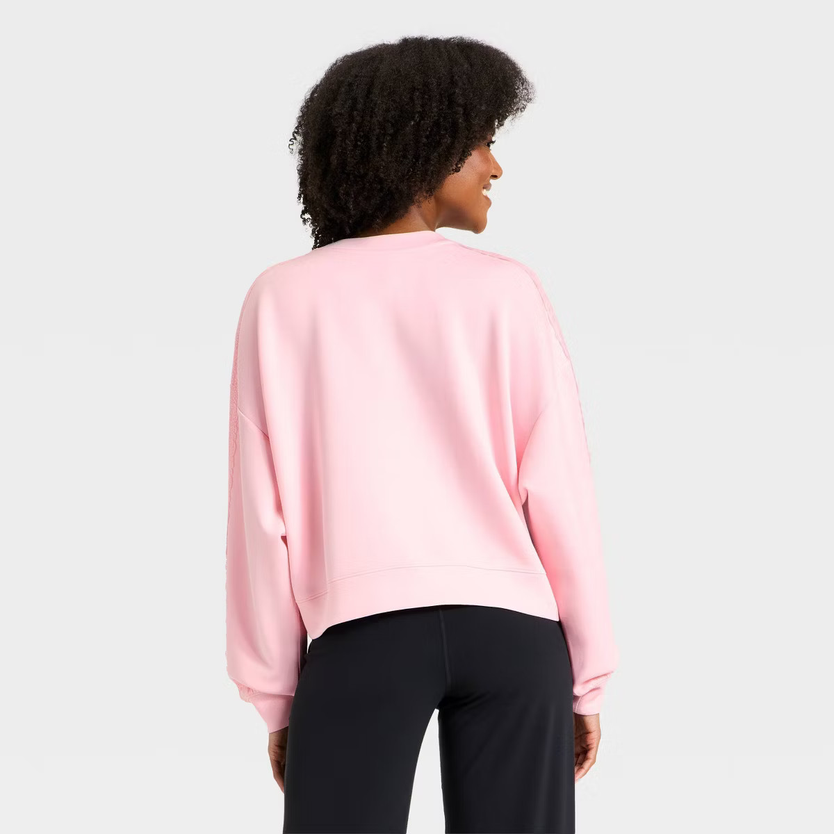 Women's Airy Sleek Lace Trim Crewneck Sweatshirt - All In Motion™ | Target
