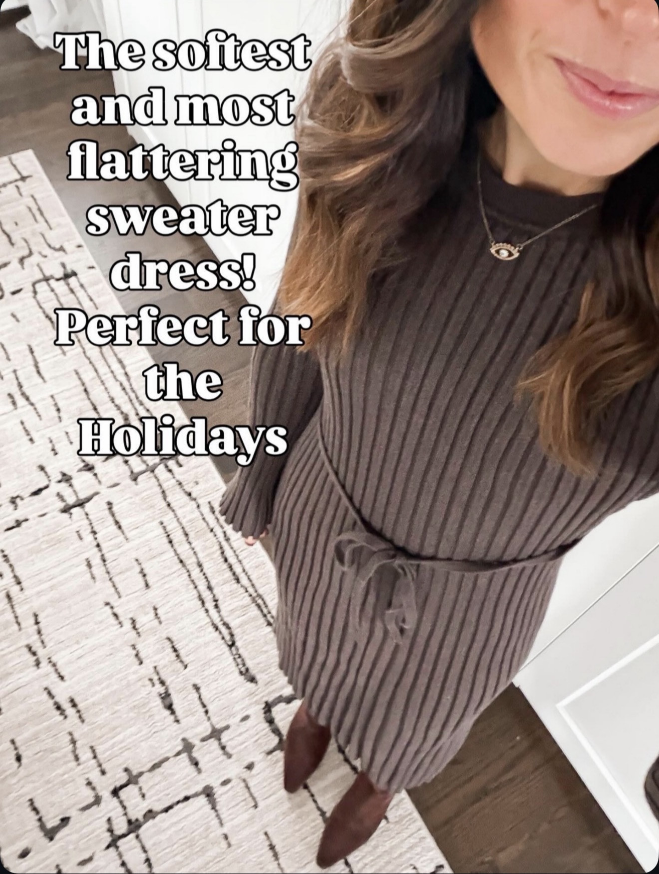 The softest, most flattering ribbed sweater dress! Perfect for the holidays and so comfy. Wearing size small 🤎

#LTKOver40 #LTKHoliday #LTKGiftGuide