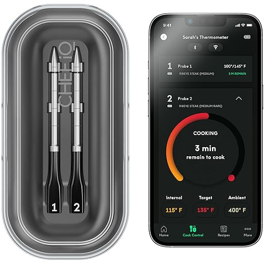 CHEF iQ Sense Smart Wireless Meat Thermometer with 2 Ultra-Thin Probes, Unlimited Range Bluetooth... | Amazon (US)