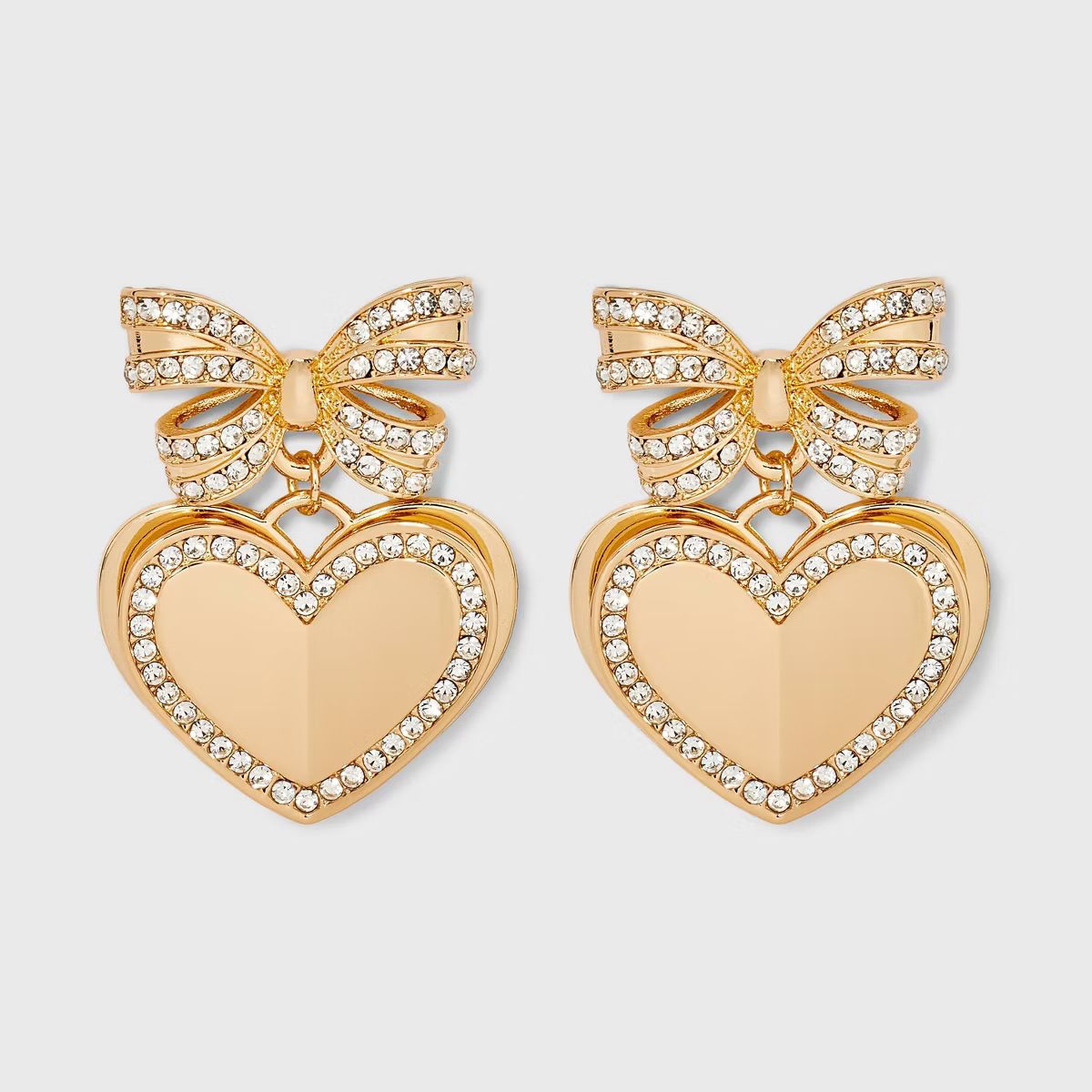 SUGARFIX by BaubleBar Crystal Bow Heart Drop Earrings - Gold | Target