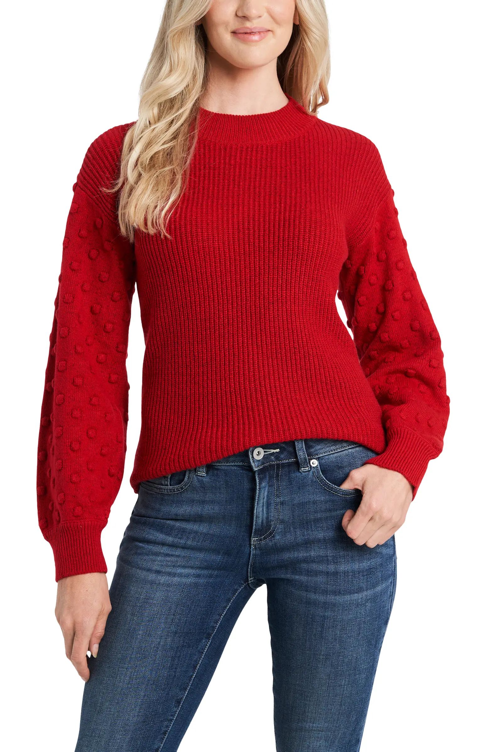 Puff Sleeve Bobble Ribbed Sweater | Nordstrom