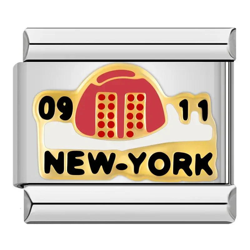 Red Telephone, 0911 NEW-YORK, on Silver | Charms Official