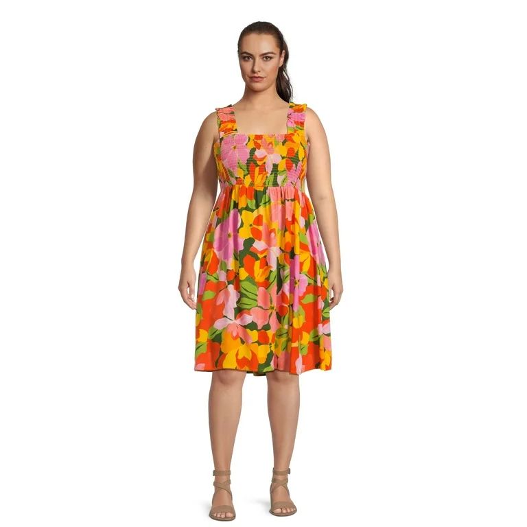 Terra & Sky Women's Plus Size Smocked Sun Dress, Sizes 0X-5X - Walmart.com | Walmart (US)