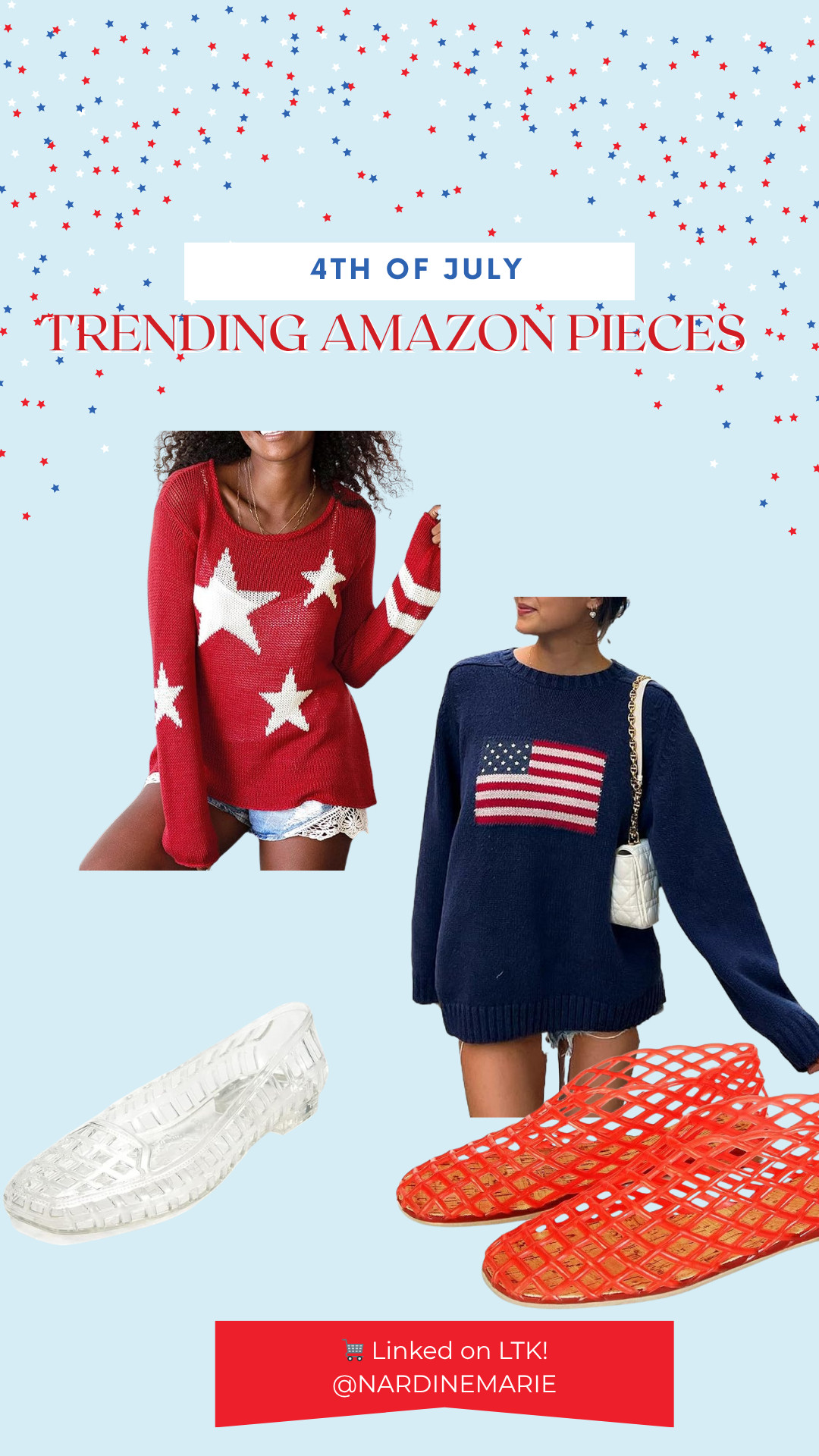  
Serving star-spangled cozy with these festive 4th of July sweatshirts + retro jelly shoes that are actually comfy 👟🔥
Perfect for fireworks, BBQs, or beach bonfires 🎆🌭
Everything’s Amazon + Prime—linked it all on my LTK! 💥🛍️ #LTKSeason #AmazonFinds #FourthOfJulyStyle
 

#LTKFindsUnder50 #LTKSummerEdit #LTKFamily