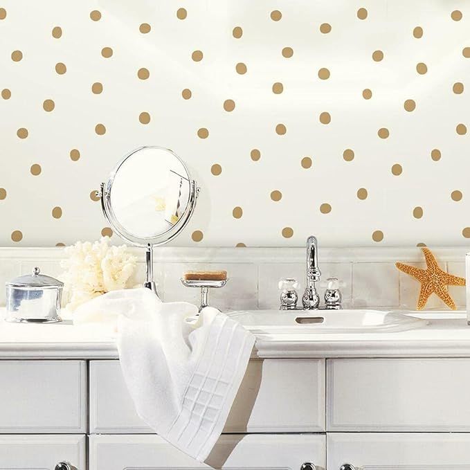 RoomMates RMK9012WP Metallic Gold Dots Peel and Stick Wallpaper | Amazon (US)
