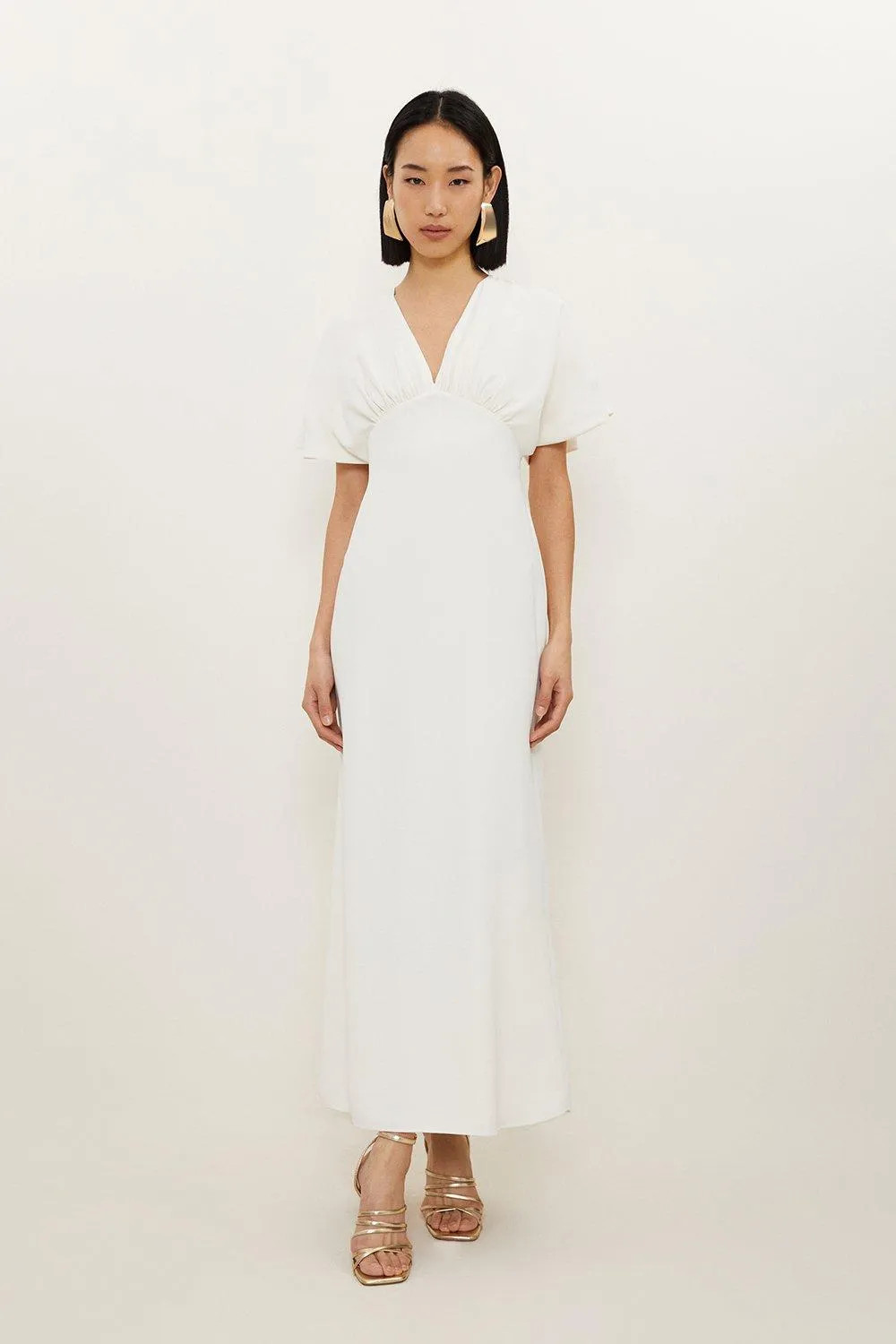 Dresses | Petite Fluid Tailored Waterfall Sleeve Maxi Dress | KarenMillen | Debenhams UK