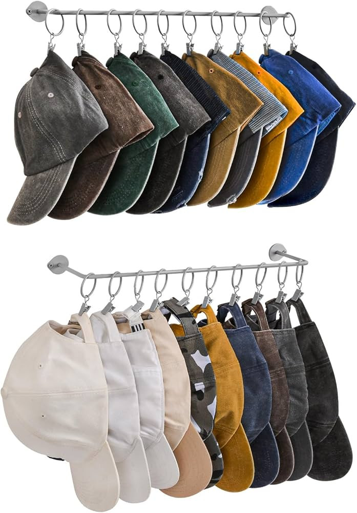 Viklluyr Hat Rack Baseball Cap Wall Organizer - Closet Hats Holder with 20 Hooks - Metal Caps Sto... | Amazon (US)