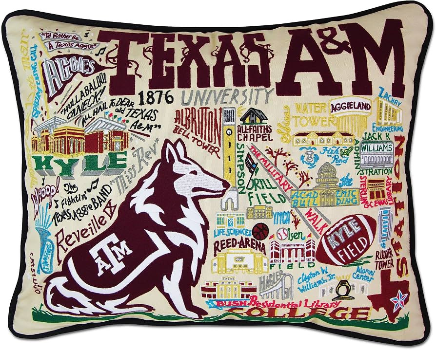 Catstudio Throw Pillow, Texas A&M Embroidered Pillow - Collegiate Decorative Pillow for Aggies Fa... | Amazon (US)