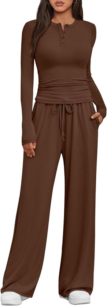 Trendy Queen Women's 2 Piece Matching Lounge Sets Fall Fashion Two Pieces Sweat Outfits Long Slee... | Amazon (US)