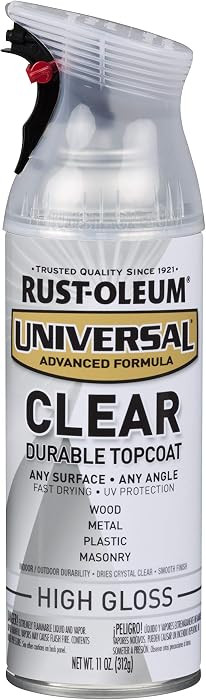 Rust-Oleum 302110 Universal All Surface Clear Topcoat Spray, 11 oz, High Gloss Clear | Amazon (US)
