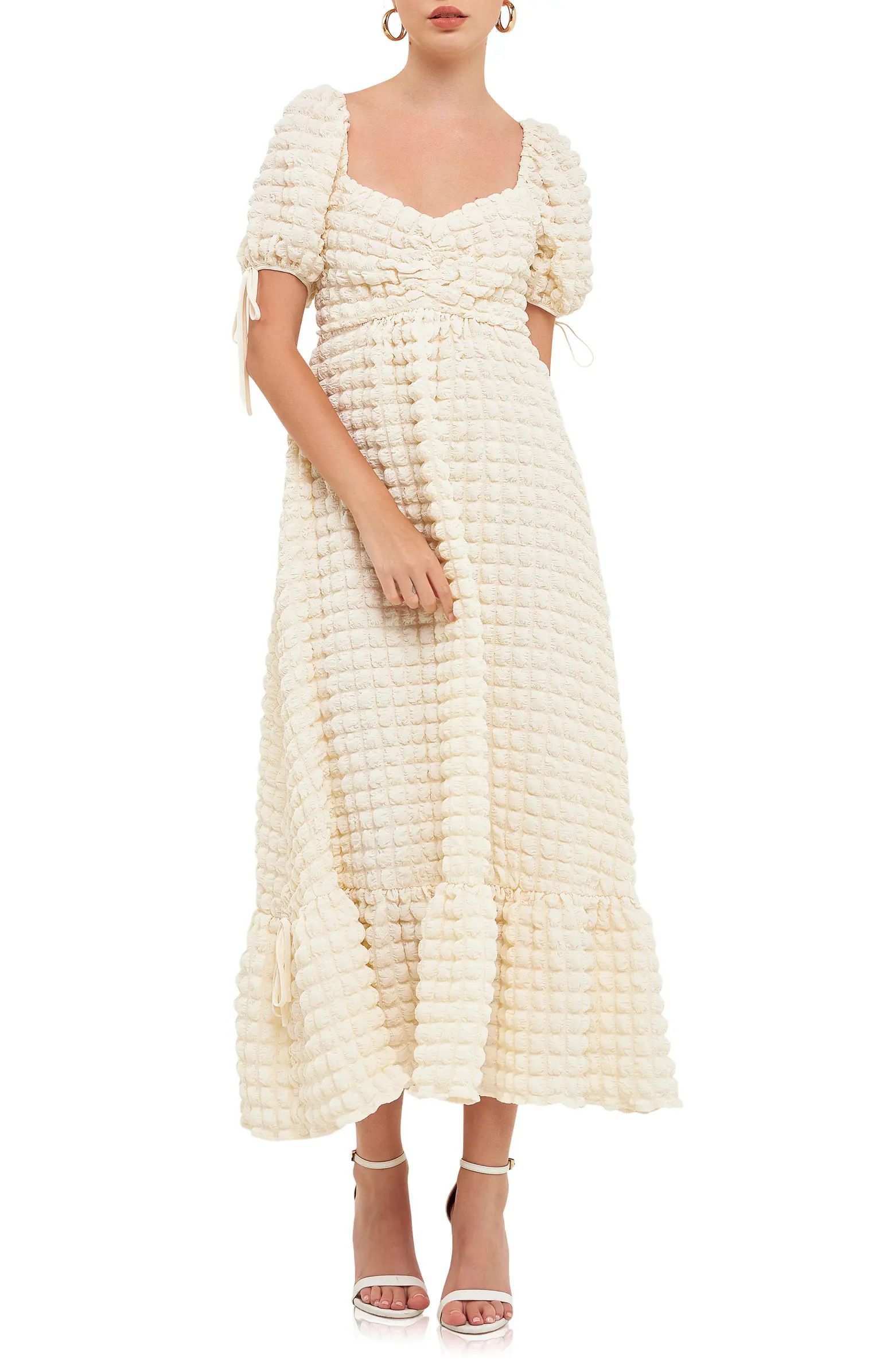 Texture Puff Sleeve Maxi Dress | Nordstrom