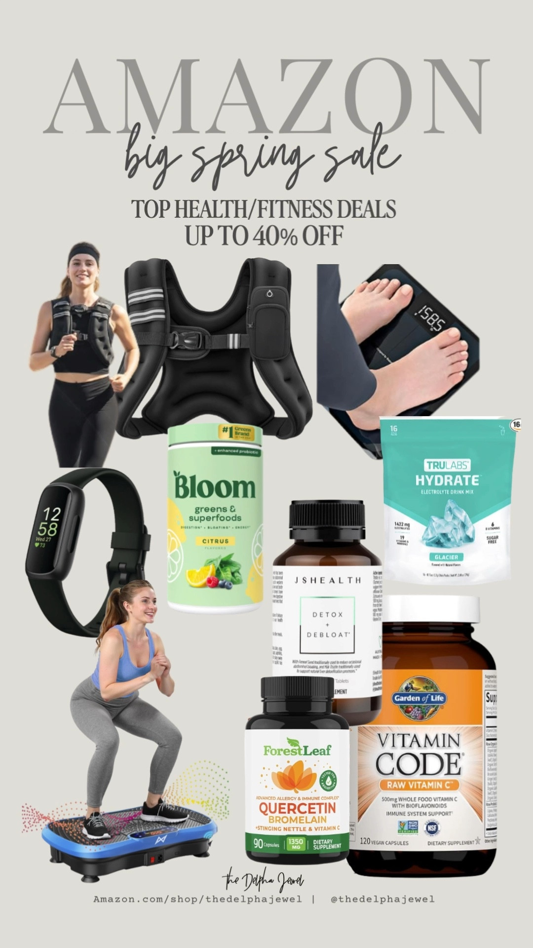 A round up of all my top health and fitness deals - up to 36% off‼️

Vibration plate, superfood greens, FitBit, weighed vest, smart scale, zinc, vitamin C, quercetin, Trulabs electrolytes, detox cleanse, debloat liver health, immune support

#LTKActive #LTKSaleAlert #LTKfitnessgoals