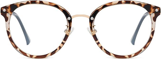 SOJOS Retro Big Round Blue Light Computer Glasses TR90 Eyewear Frame Ashley SJ9001 with Brown Fra... | Amazon (US)