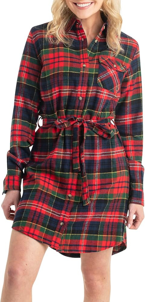 Legendary Whitetails womens Open Spaces Dress, Plaid Flannel Long Sleeve Button Up Tunic With Bel... | Amazon (US)