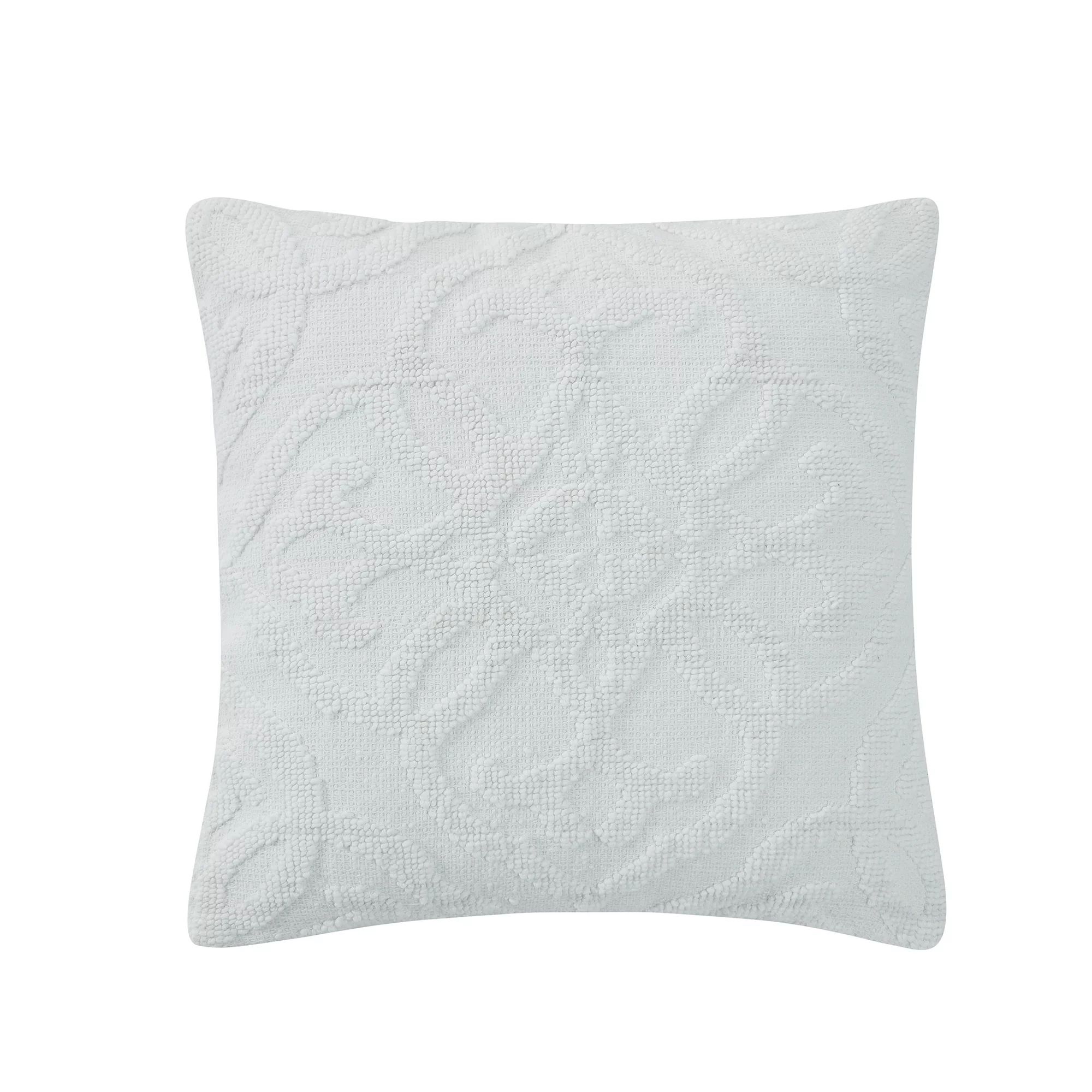 My Texas House Addison Woven Cotton Square Decorative Pillow Cover, 20" x 20", Bright White | Walmart (US)