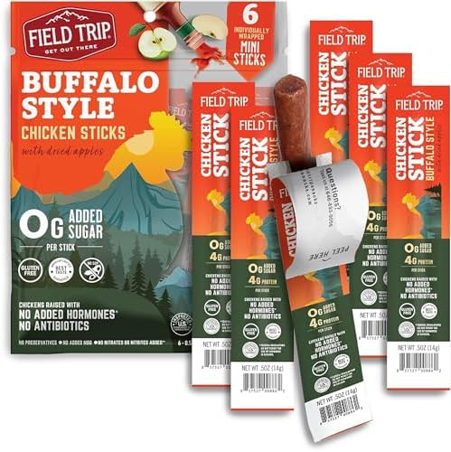 Field Trip Hormone Free Spicy Buffalo Chicken Jerky Snack Sticks - 0 Sugar, Keto, Paleo, Gluten F... | Amazon (US)