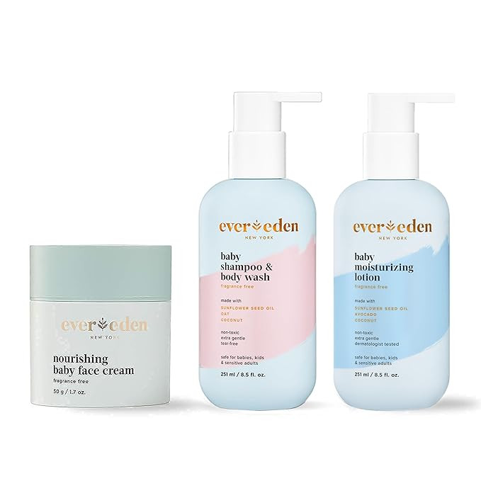 Evereden Baby Shampoo and Body Wash, 8.5 fl oz & Fragrance Free Baby Moisturizing Lotion, 8.5 fl ... | Amazon (US)