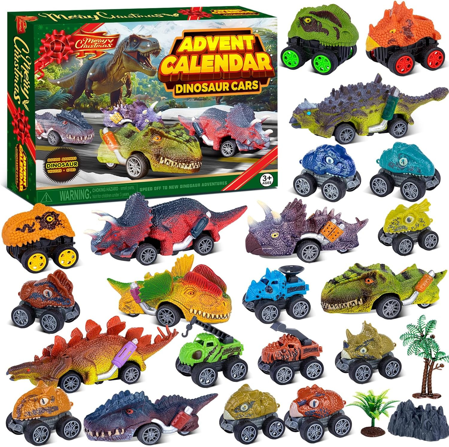 2025 Dinosaur Cars Advent Calendar for Boys Kids, 24 Days Monster Truck Christmas Countdown Calen... | Amazon (US)