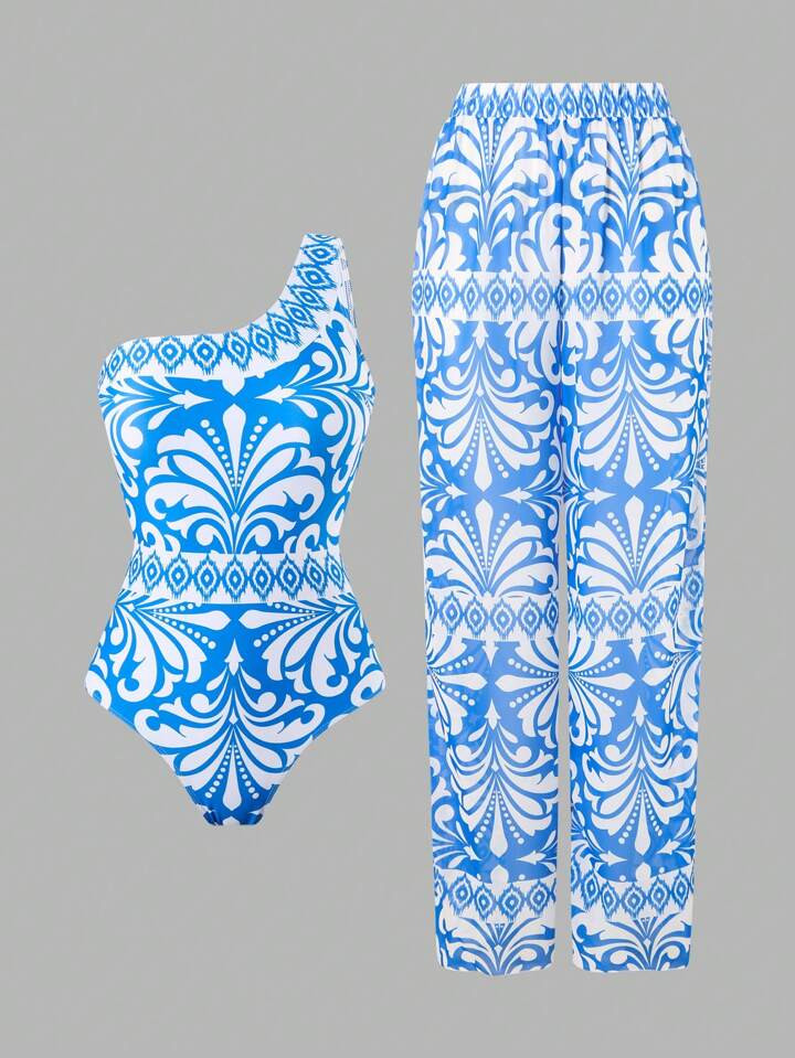 Swimsuit One Piece With Matching Beach Pants Set | SHEIN