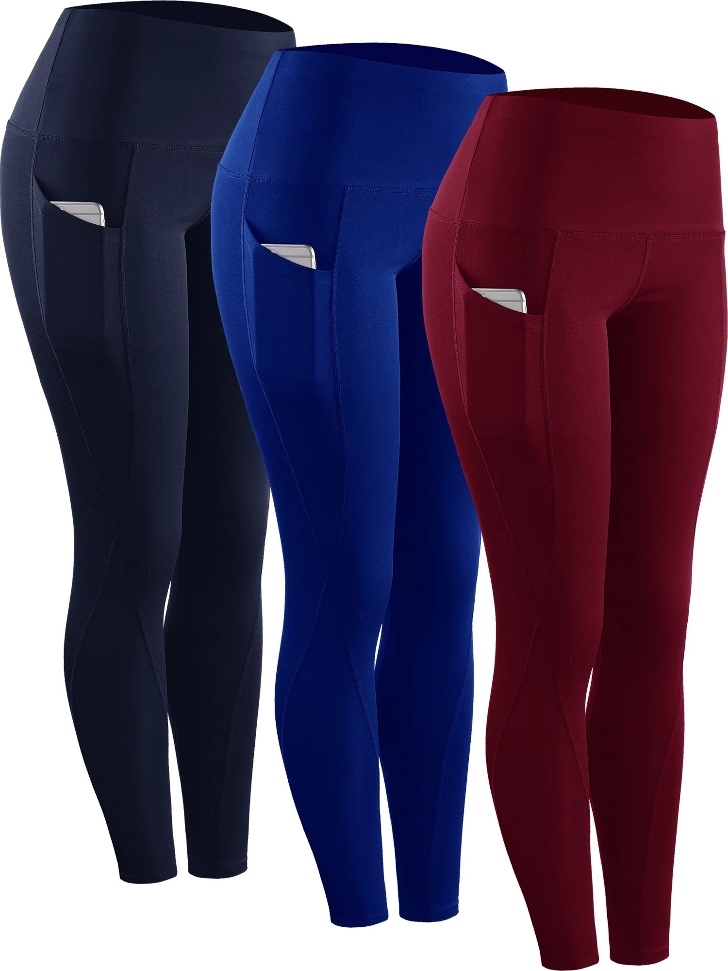 NELEUS Womens High Waist Running Workout Yoga Leggings with Pockets,Navy Blue+Blue+Red,US Size S | Walmart (US)