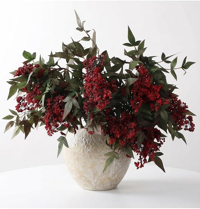 Artificial Berry Stems Realistic Clusters Decorative Branches 6Pcs Pack (Red) | Amazon (US)