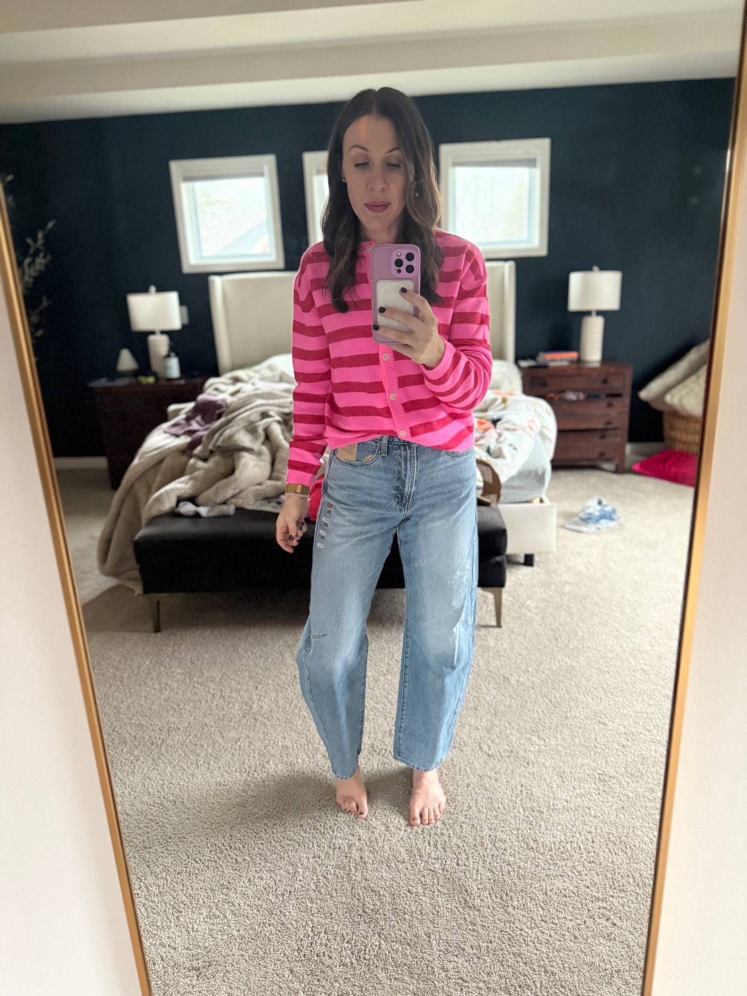 The cutest button down from target came in and i am shocked at how comfortable these jeans are 😍 all from #target! 

Im in my usual size 27 in jeans and small in the top

#LTKmomlife #LTKootd #LTKFindsUnder100