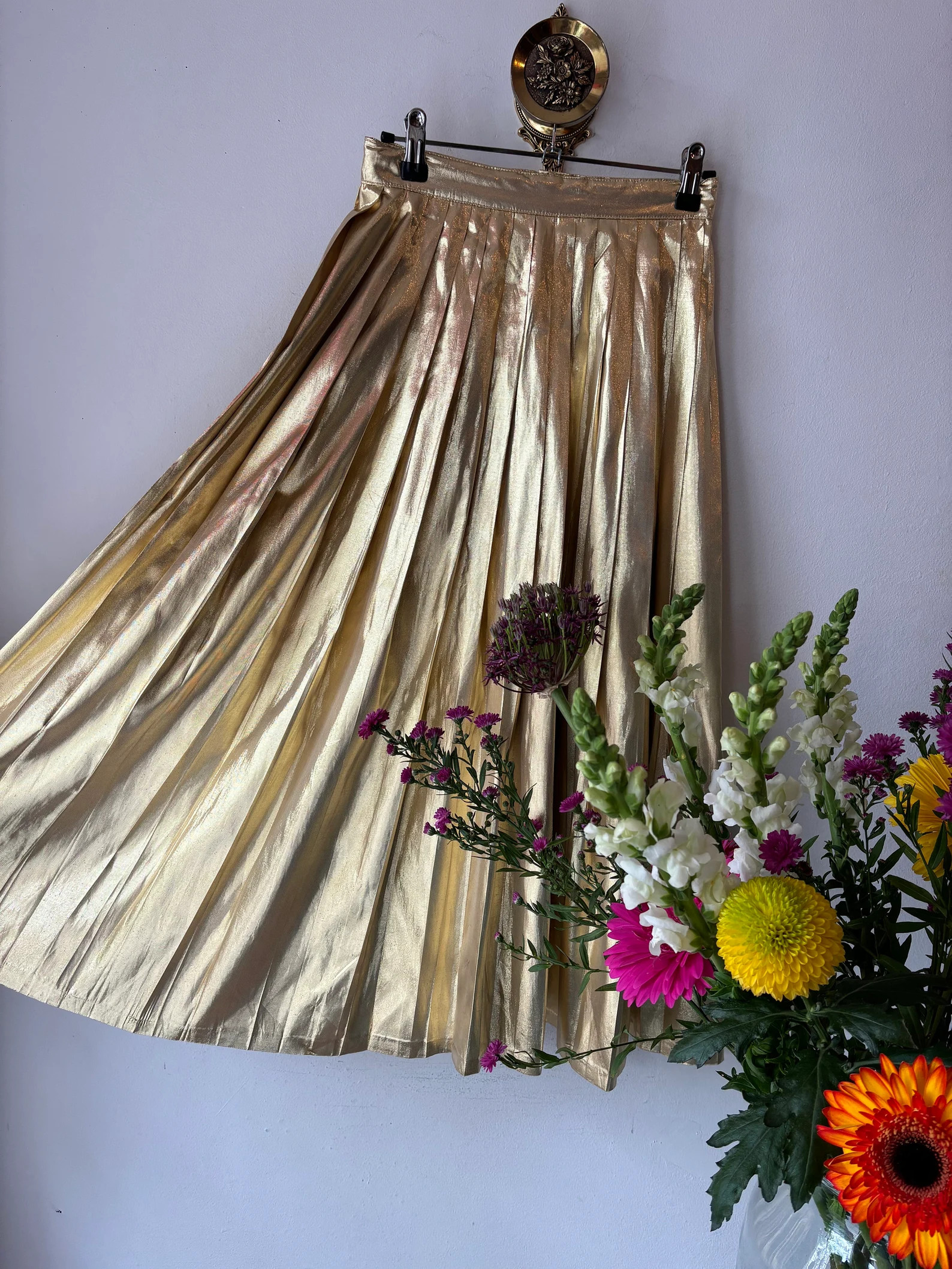 Vintage 80s Gold Skirt - Etsy UK | Etsy (US)