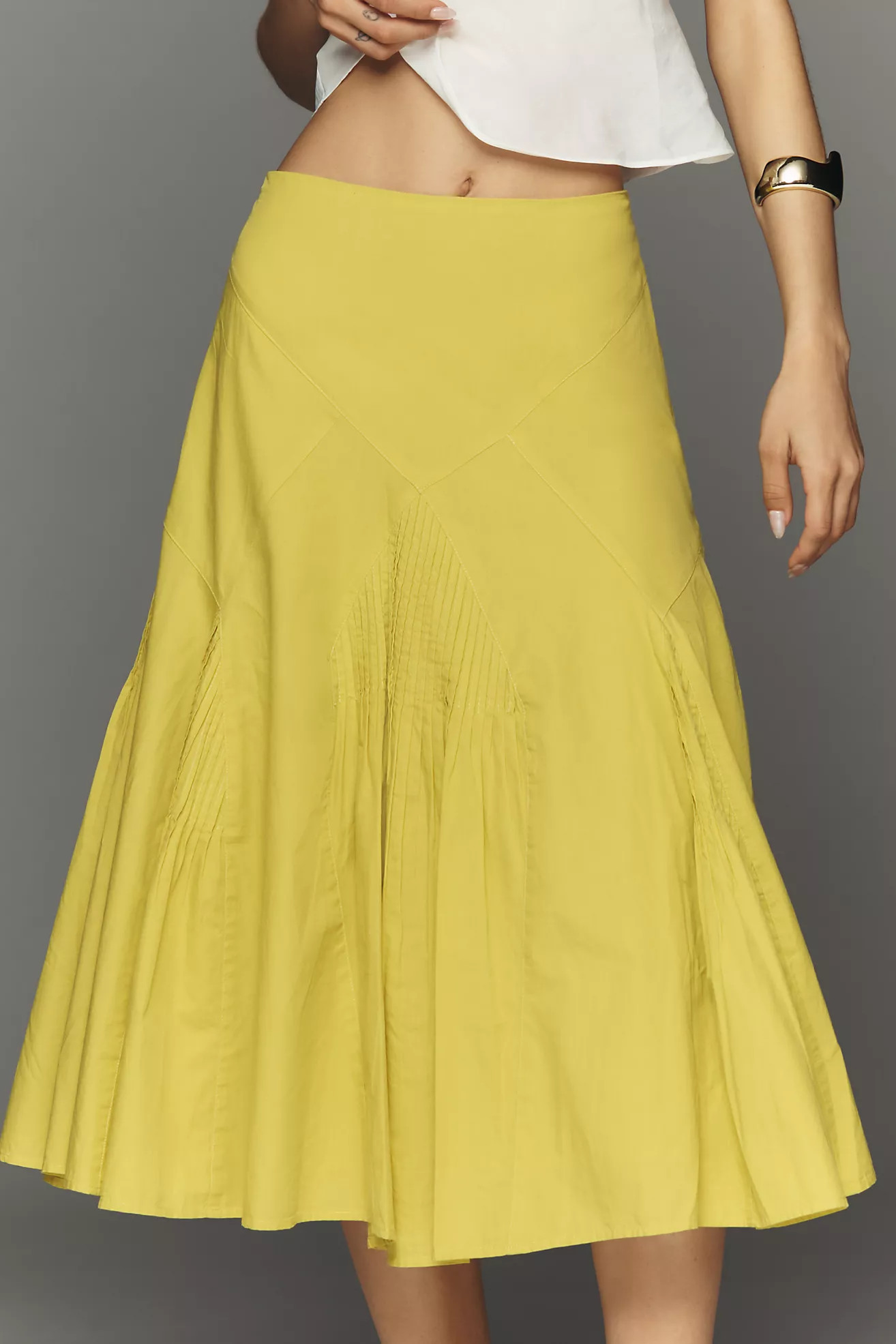 Maeve Pintuck Midi Skirt | Anthropologie (US)