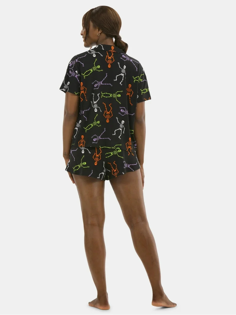 Halloween Women’s Printed Notched Top and Shorts Pajama Set from Way to Celebrate, 2-Piece, Siz... | Walmart (US)