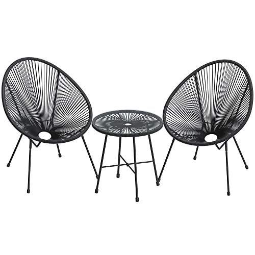 SONGMICS 3-Piece Outdoor Seating Acapulco Chair, Modern Patio Furniture Set, Black UGGF011B01 - W... | Walmart (US)