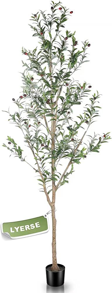 Faux Olive Tree 7ft - Tall Olive Trees Artificial Indoor - Large Fake Potted Olive Silk Tree Plan... | Amazon (US)