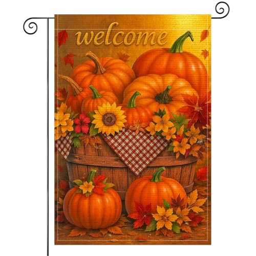 HOMETITUTE Welcome Fall Garden Flag 12x18 Inch Pumpkin Decor | Amazon (US)