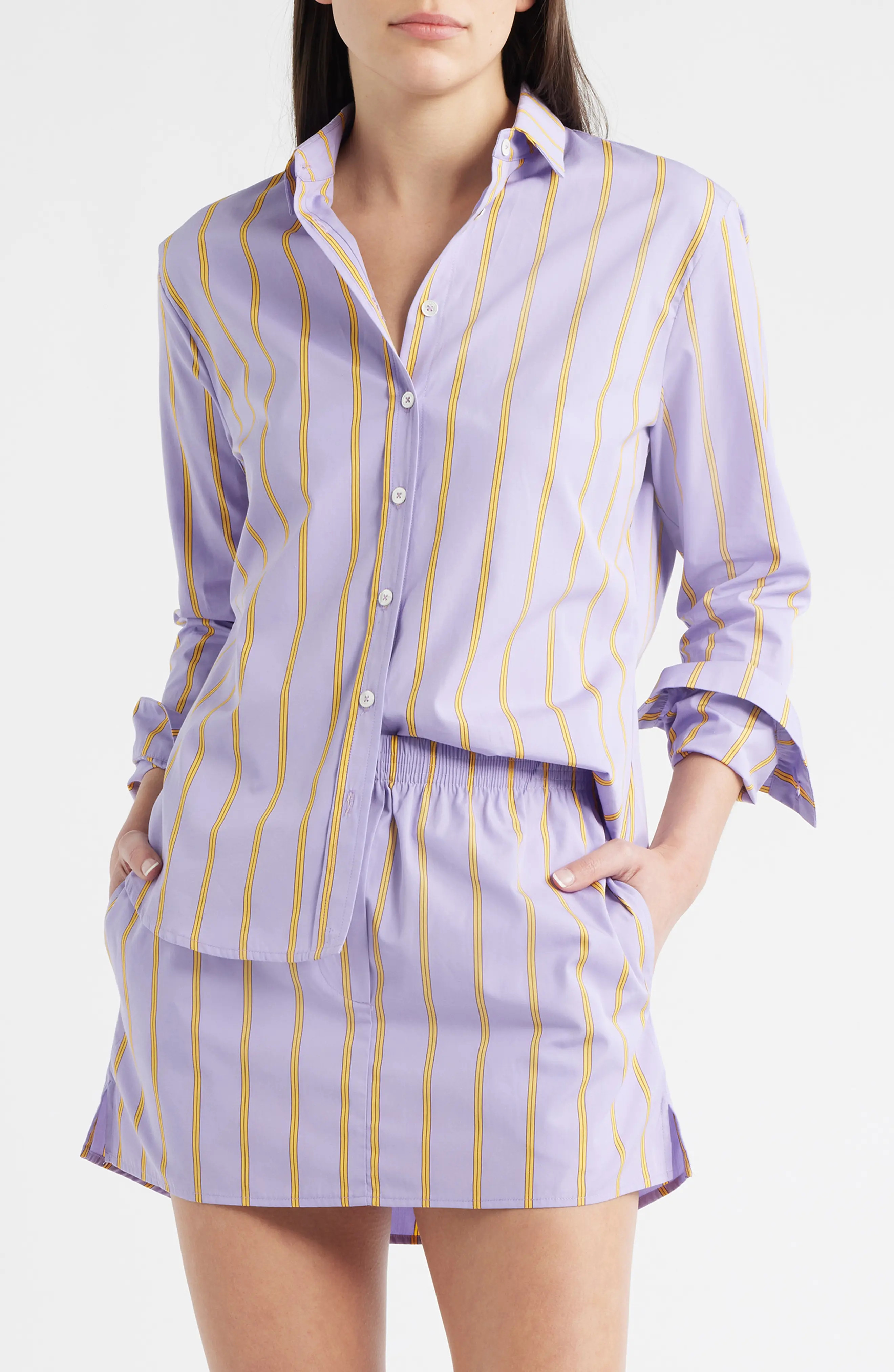 CISSA Slim Fit Stripe Cotton Button-Up Shirt (Women) | Nordstrom | Nordstrom