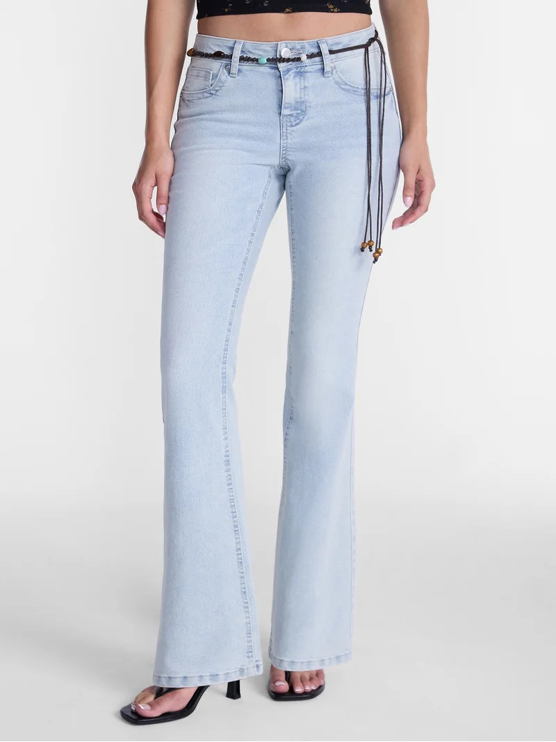 No Boundaries Novelty Stitch Bootcut Jeans, 32.5" Inseam, Women's 00-20 | Walmart (US)