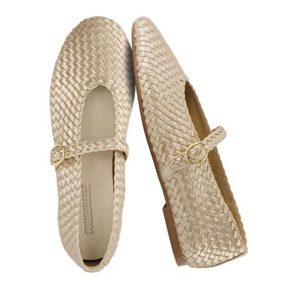 CUSHIONAIRE Women's Bistro Woven Mary Jane Flat +Memory Foam Woven Gold 6.5W | Target
