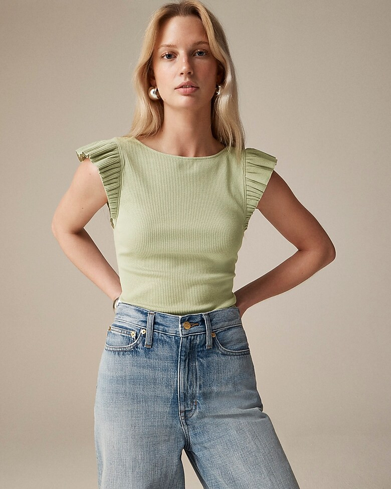 Vintage rib ruffle boatneck tank top | J. Crew US
