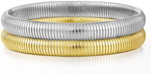 Emibele Gold Bangles Bracelet Set for Women, 18K Gold Plated Chunky Stainless Steel Non Tarnish S... | Amazon (US)