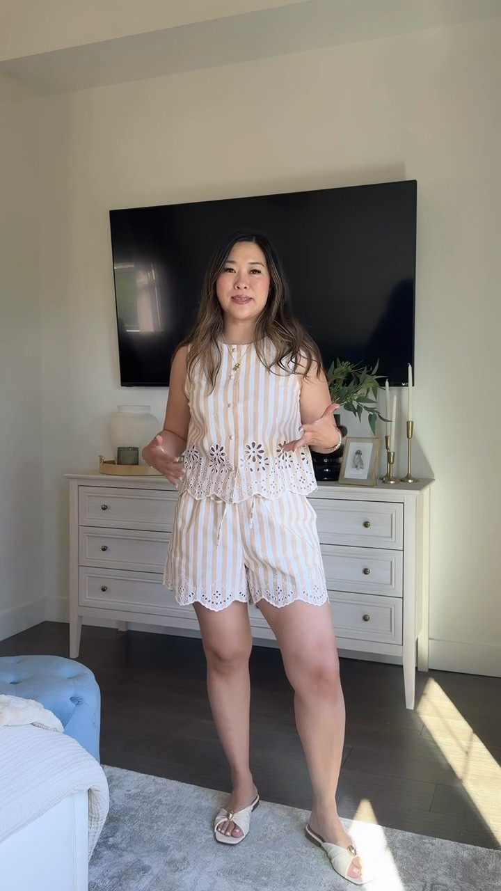 Macys summer outfits // matching set, summer outfit, summer style, vacation outfit, tcs, trending 

Striped Tank: S Shorts: M

#LTKootd #LTKSeasonal #LTKPetite