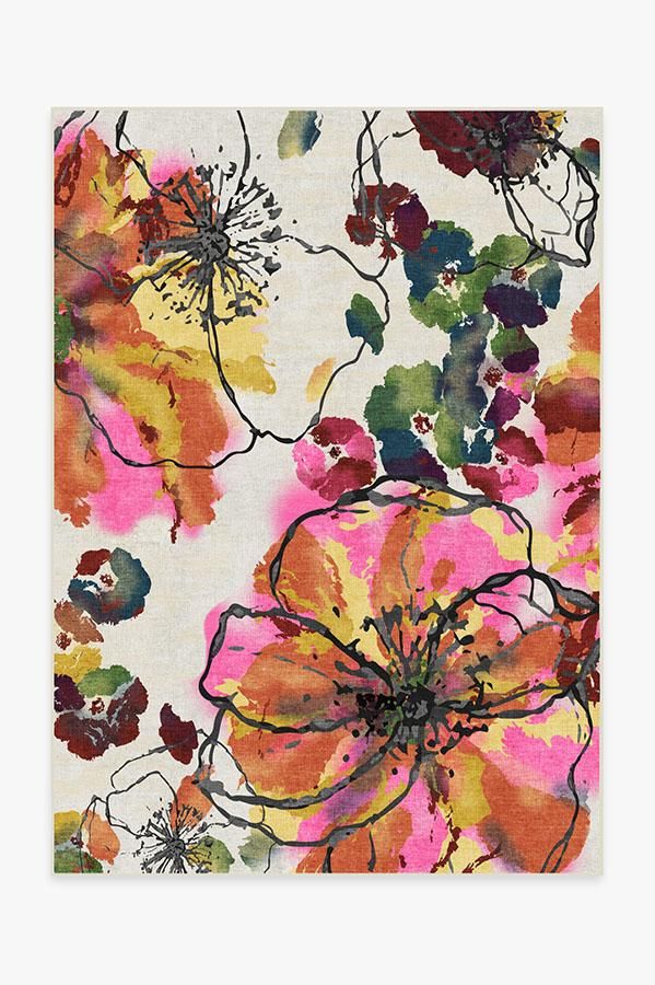 Watercolor Floral Multicolor Rug | Ruggable
