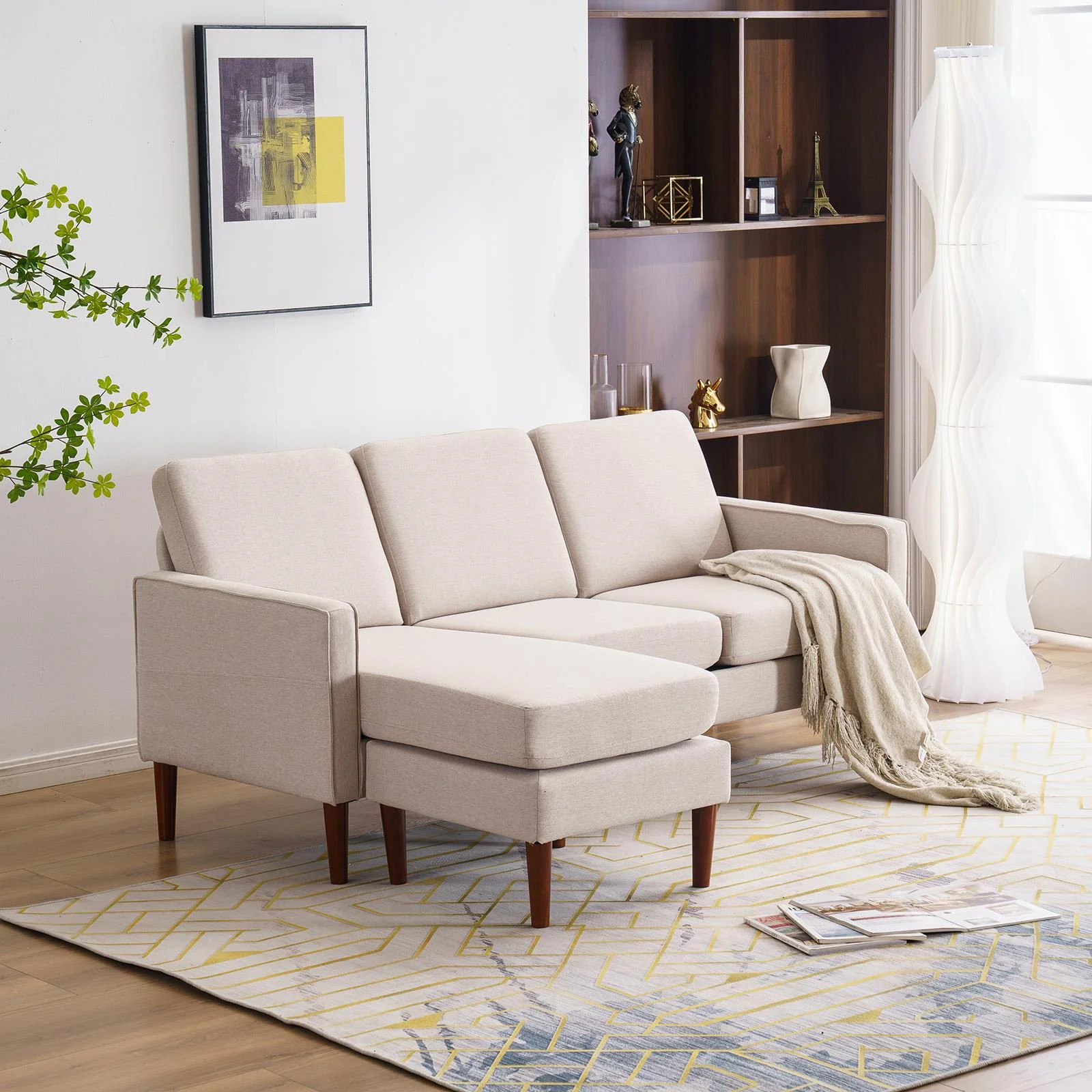 Ktaxon Convertible Sectional Sofa, L Shaped Couch with Linen Fabric, Reversible 3-Seater Couch fo... | Walmart (US)