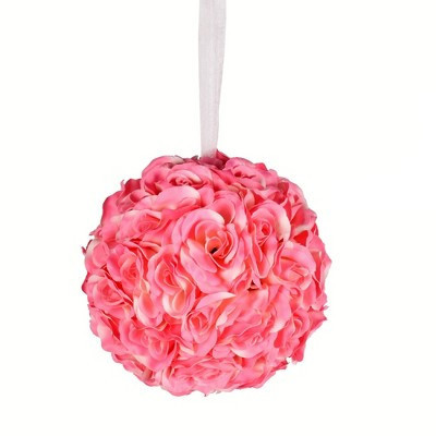 Vickerman 8" Artificial Pink Rose Ball. | Target