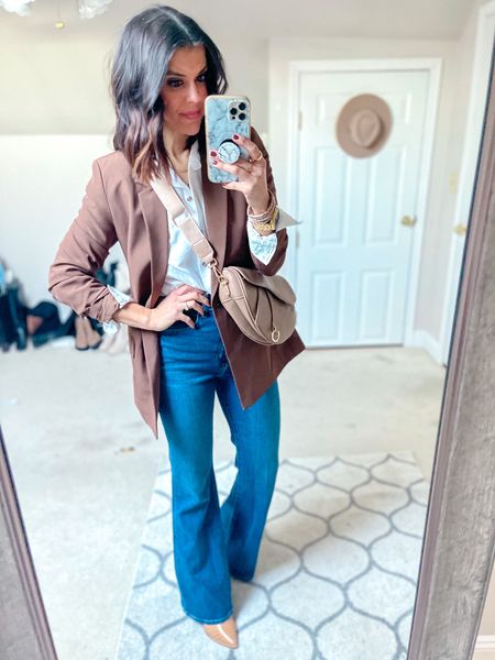 Last day to get my favorite flare jeans on major sale!! Tts! 25% off, plus an extra 15% off with code DENIMAF

Size small in my blazer and button up. 

#LTKunder50 #LTKstyletip #LTKsalealert