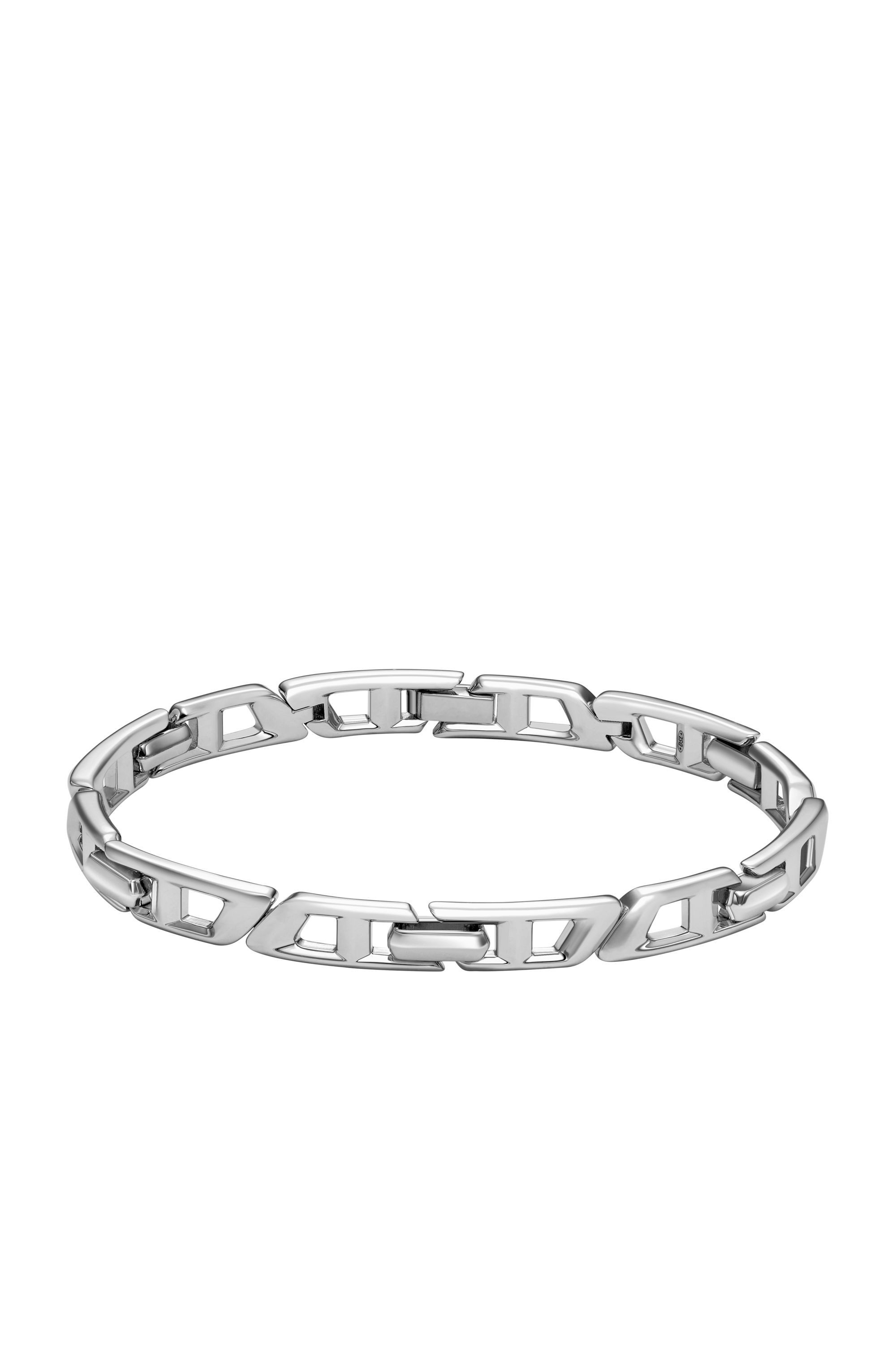 Diesel - Sterling Silver D Logo Link Bracelet - Bracelets - Unisex - Silver | Diesel AU