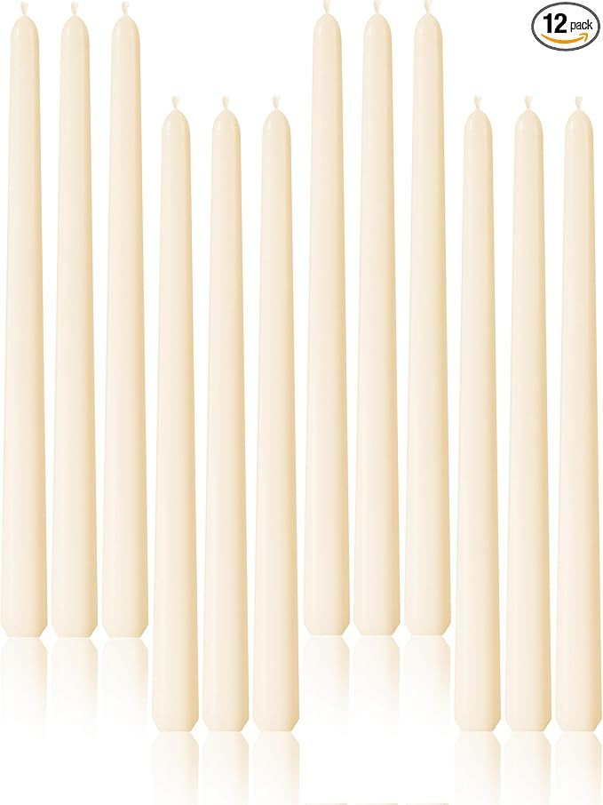 Taper Candles 10 Inch Ivory Set of 12 Unscented, Dripless, Smokeless Long Tall Tapered Candlestic... | Amazon (US)